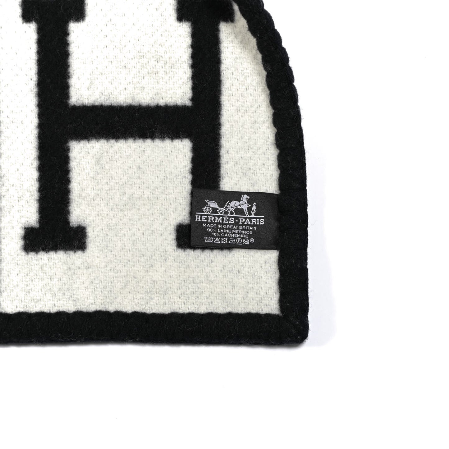 Wool Cashmere Avalon III Blanket Ecru Black
