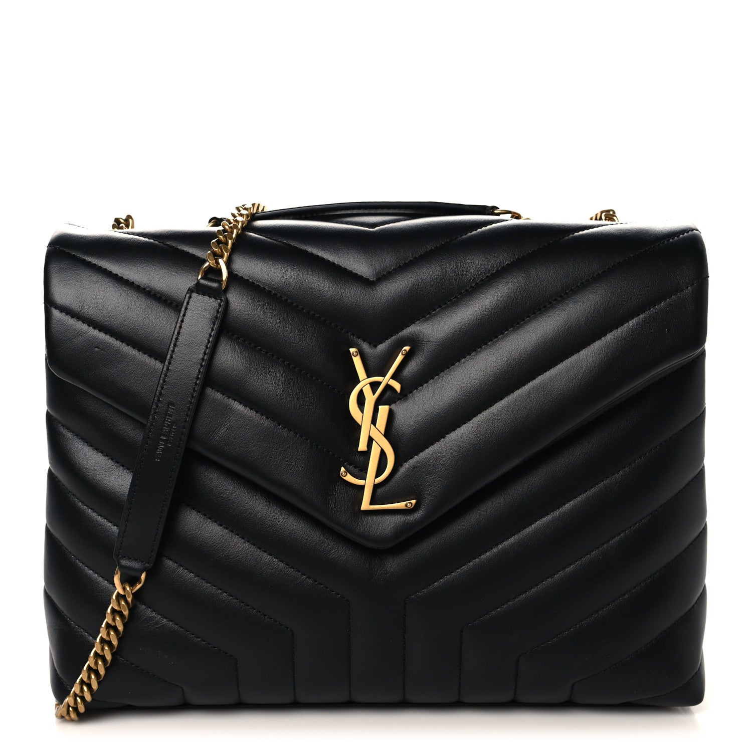 Saint Laurent Calfskin Y Quilted Monogram Medium Loulou Chain Satchel Black 1 of 10