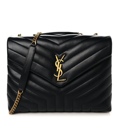 Saint Laurent Calfskin Y Quilted Monogram Medium Loulou Chain Satchel Black 1 of 10