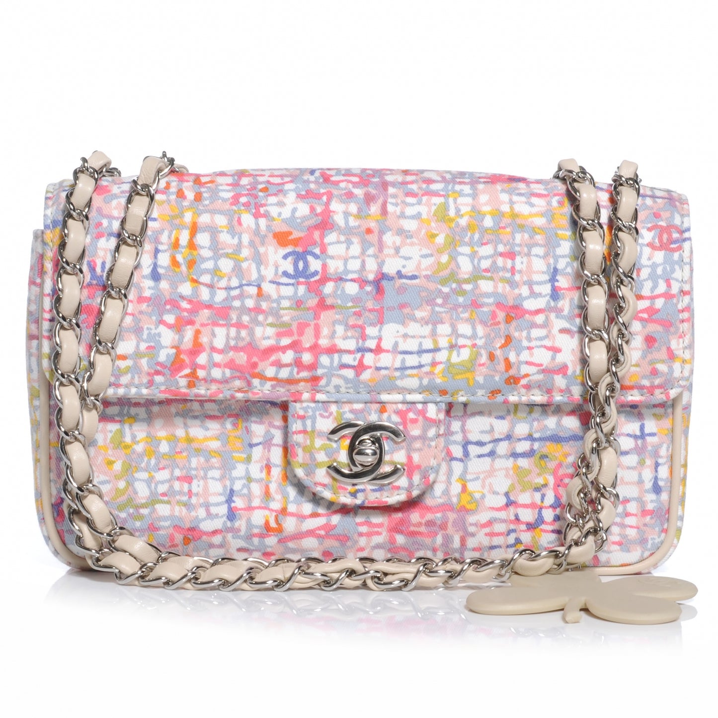 Canvas Watercolor Tweed Print Clover Small Flap