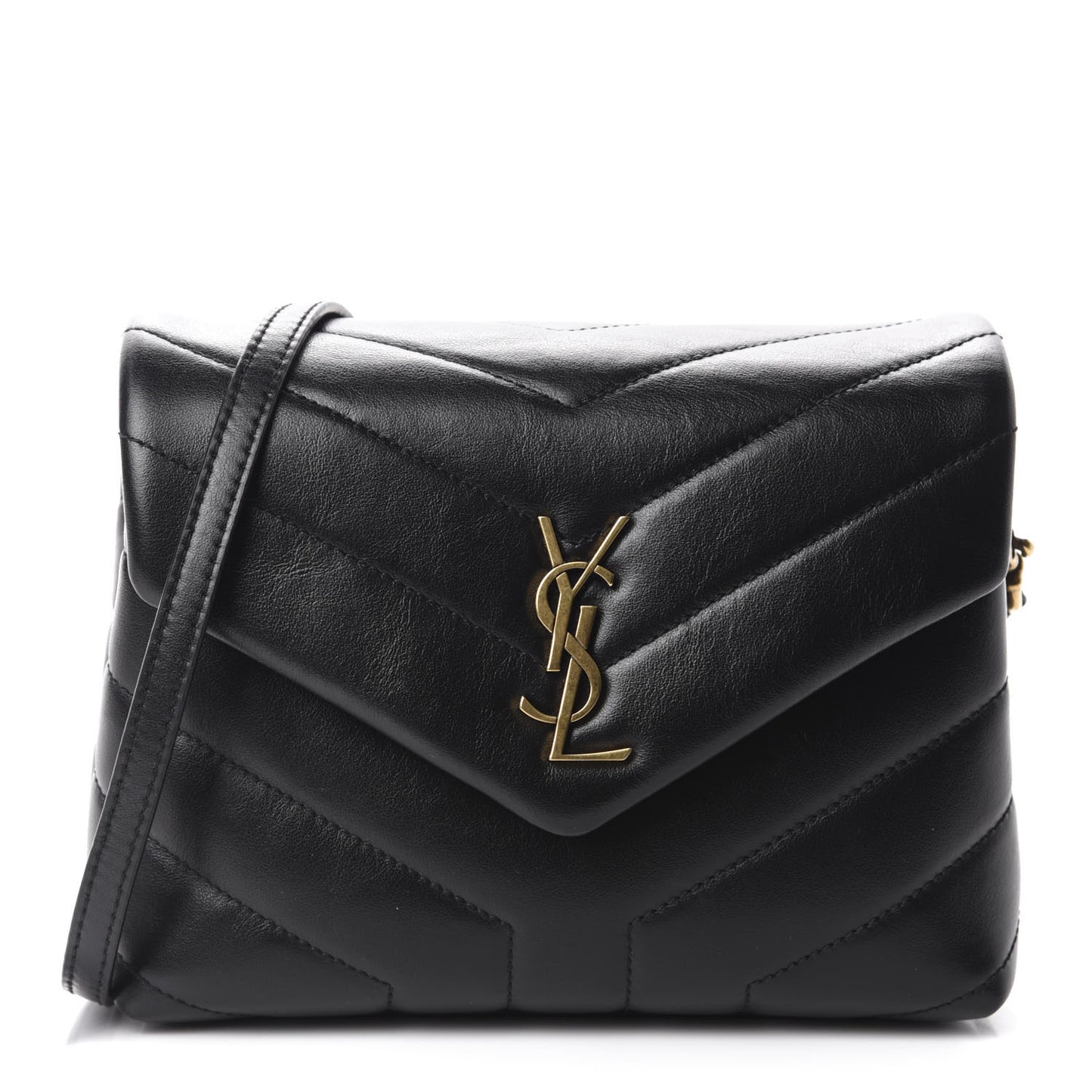 Calfskin Y Quilted Monogram Toy Loulou Crossbody Bag Black