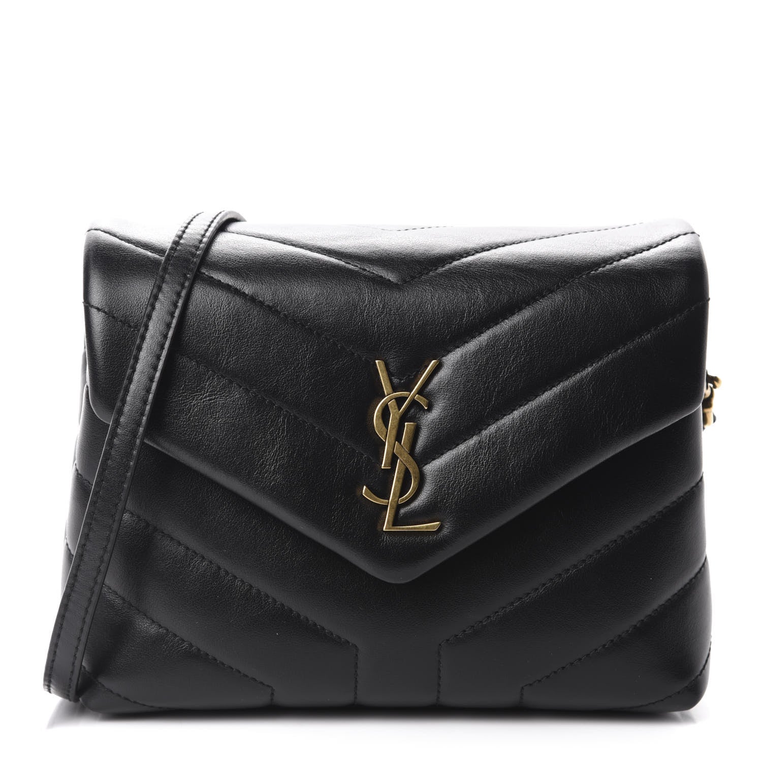 Saint Laurent Calfskin Y Quilted Monogram Toy Loulou Crossbody Bag Black 1 of 13