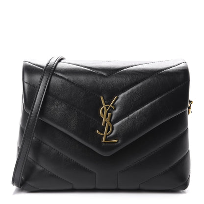 Saint Laurent Calfskin Y Quilted Monogram Toy Loulou Crossbody Bag Black 1 of 13