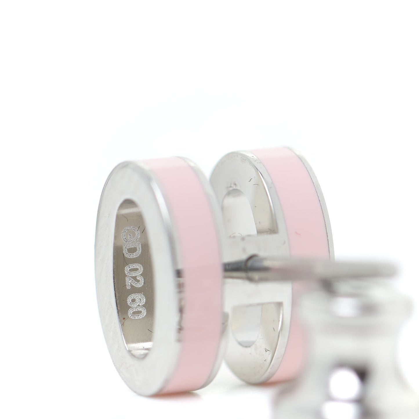 Palladium Lacquered Mini Pop H Earrings Rose Dragee