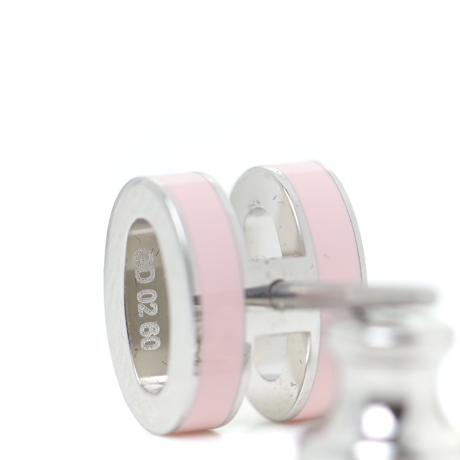 Hermes Palladium Lacquered Mini Pop H Earrings Rose Dragee 6 of 7
