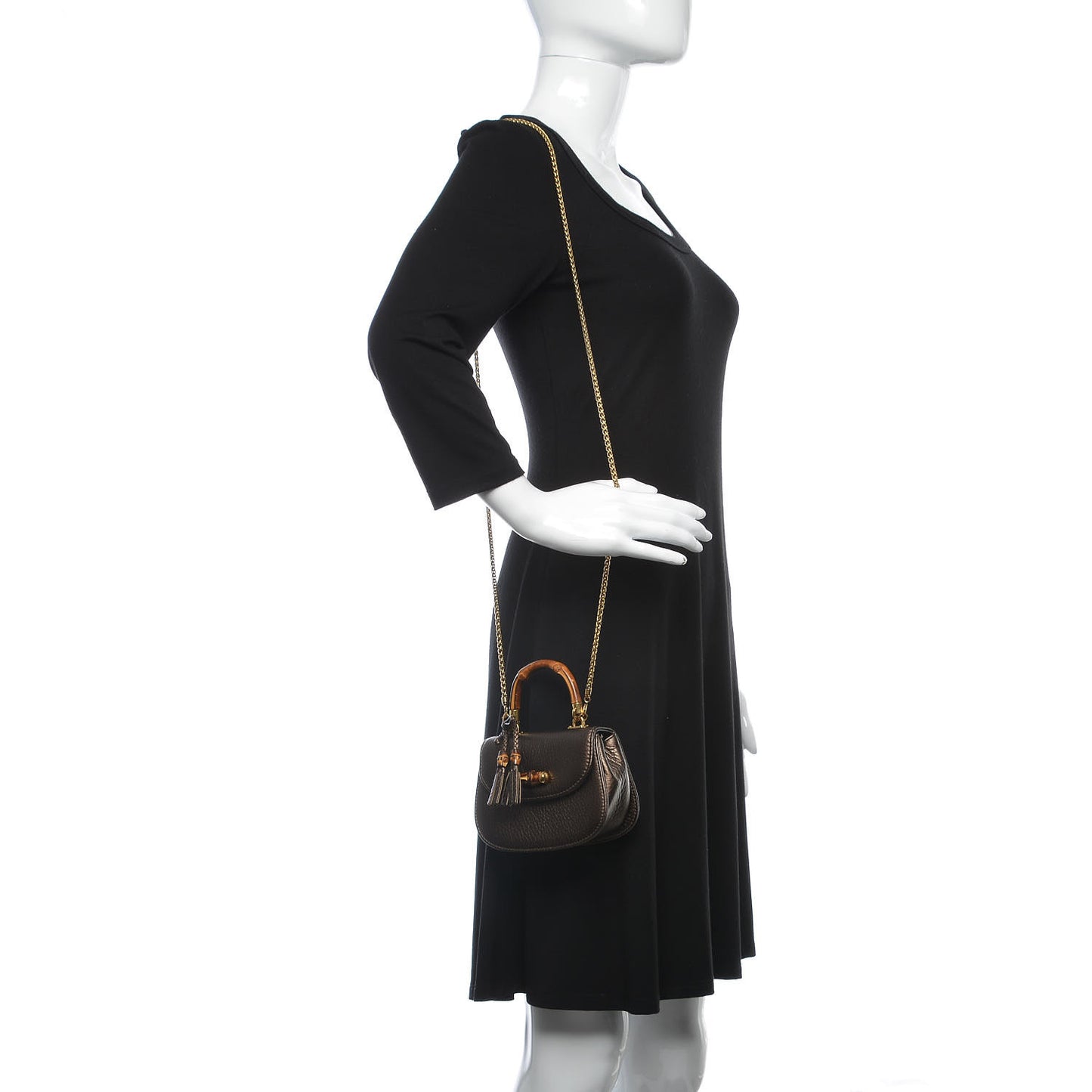 Calfskin Mini Bamboo Night Evening Bag Bronze
