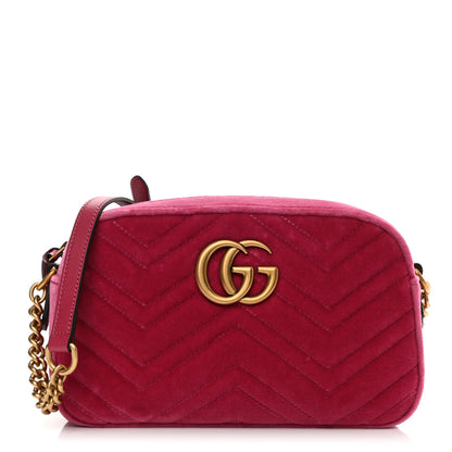 Gucci Velvet Matelasse Small GG Marmont Chain Shoulder Bag Light Raspberry Rose 1 of 8