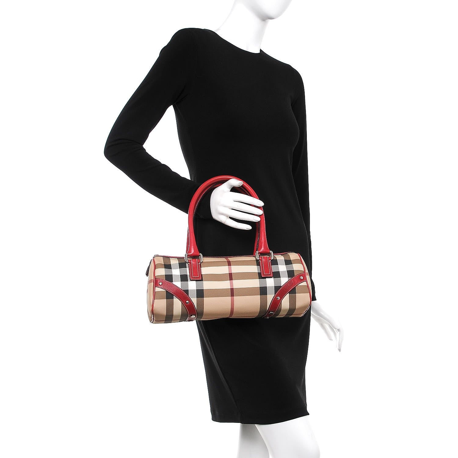 Burberry House Check Studded Satchel Red 2 of 9