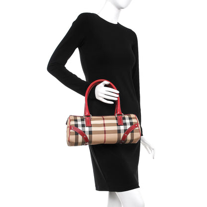 Burberry House Check Studded Satchel Red 2 of 9