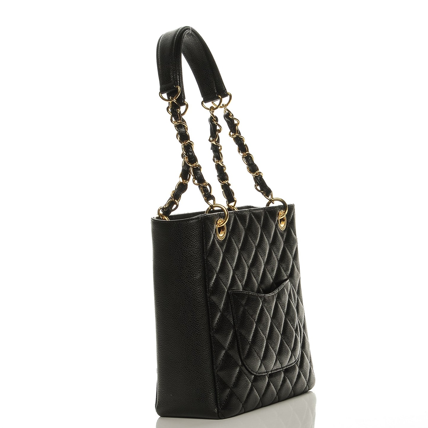 Caviar Quilted Petit Shopping Tote PST Black