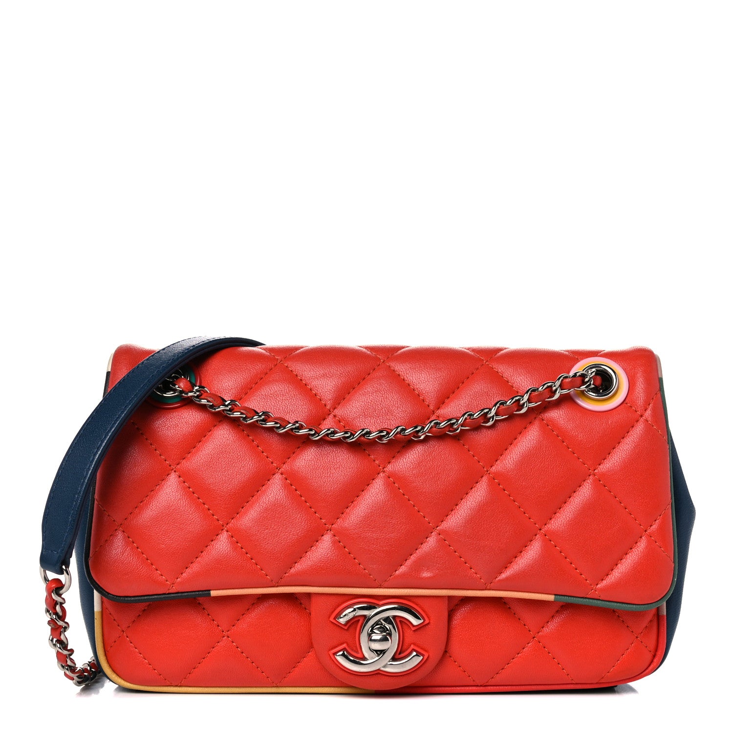 Chanel Lambskin Plexiglass Quilted Small Cuba Color Flap Red Multicolor 1 of 17