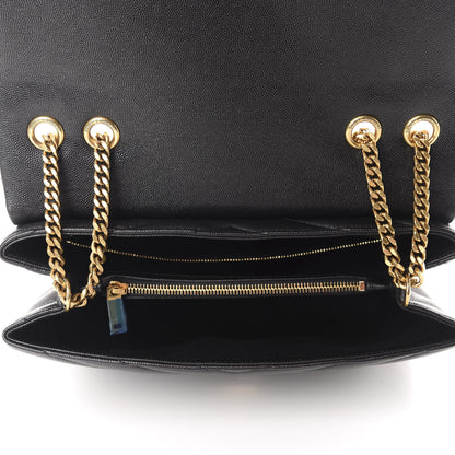 Saint Laurent Grain de Poudre Calfskin Y Quilted Monogram Medium Loulou Chain Satchel Black 5 of 11