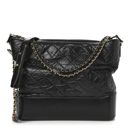 Chanel Aged Calfskin Quilted Large Gabrielle Hobo Black 1 of 9