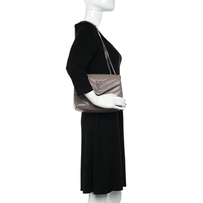 Saint Laurent Calfskin Y Quilted Monogram Small Loulou Chain Satchel Dark Beige 2 of 11