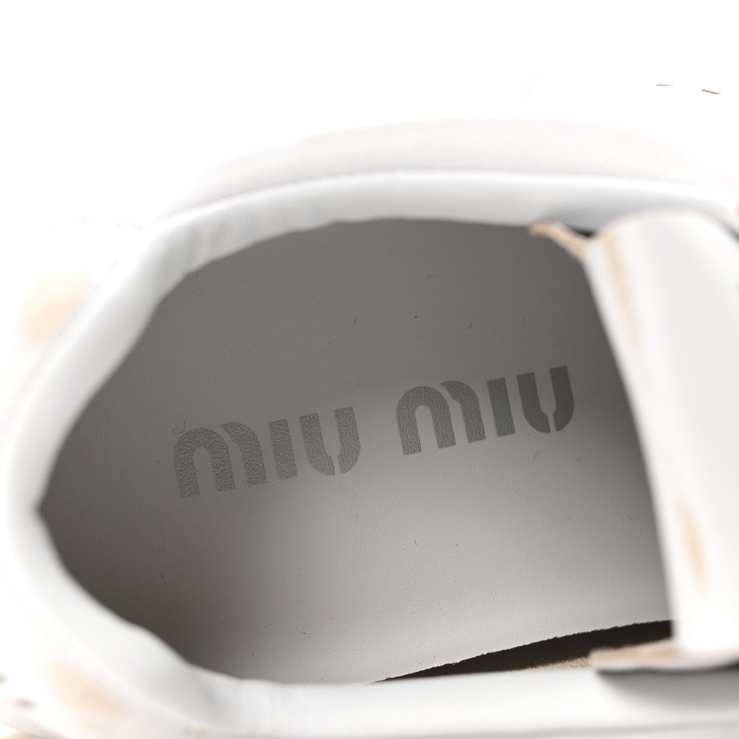 Miu Miu Bleached Calfskin Womens Plume Low Top Sneakers 37 White 8 of 8