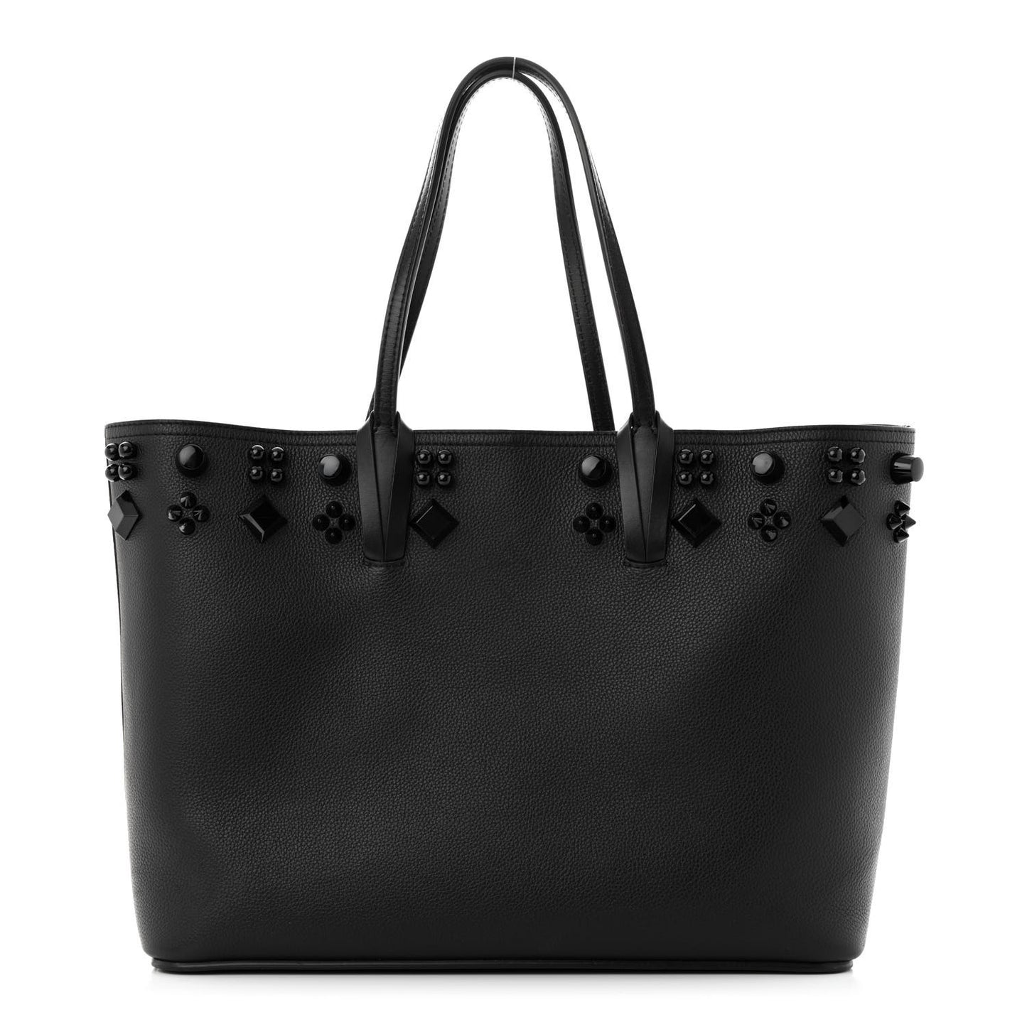 Calfskin Empire Spike Studded East West Cabata Tote Black