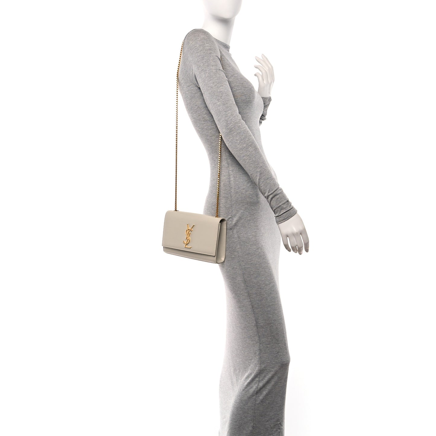 Grain De Poudre Small Monogram Kate Satchel Crema Soft