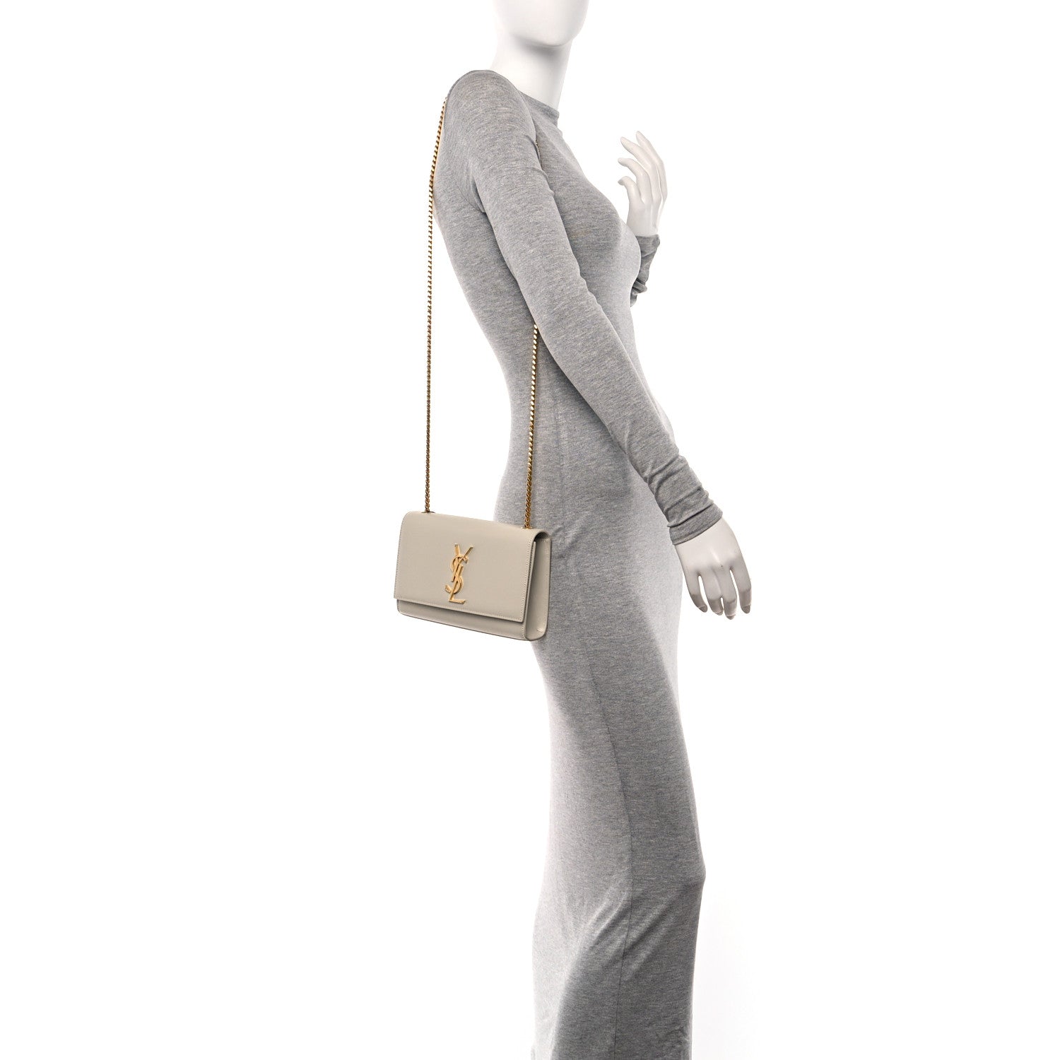 Saint Laurent Grain De Poudre Small Monogram Kate Satchel Crema Soft 2 of 12