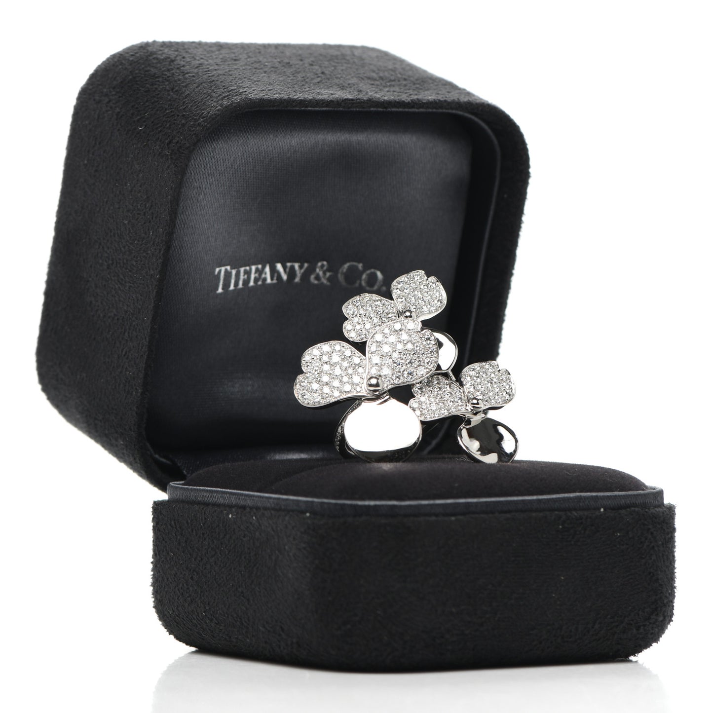 Platinum Diamond Paper Flowers Cluster Ring 52 6