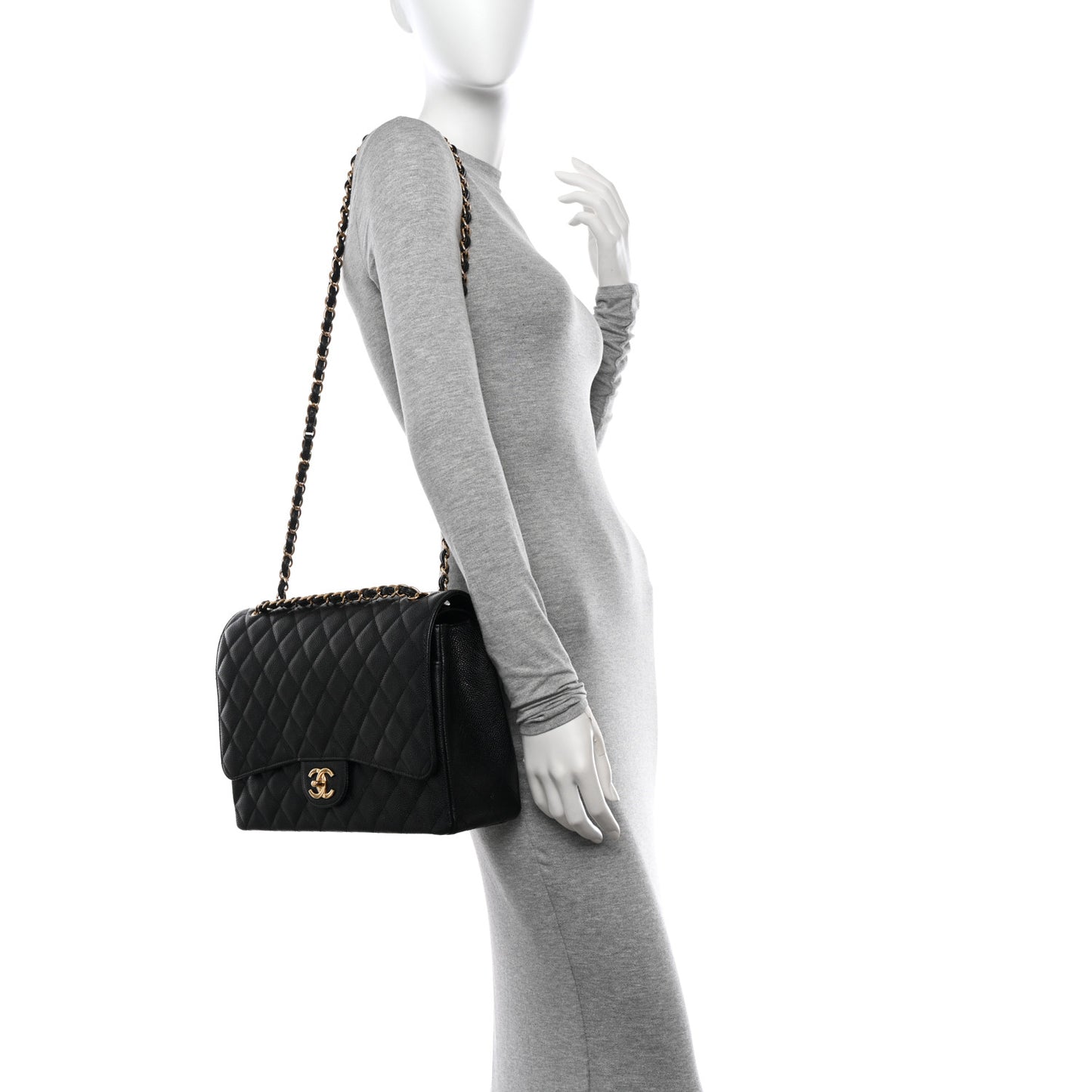 Caviar Quilted Maxi Double Flap Black