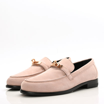 Hermes Suede Goatskin Womens Destin Loafer 37.5 Rose Opaline 3 of 10