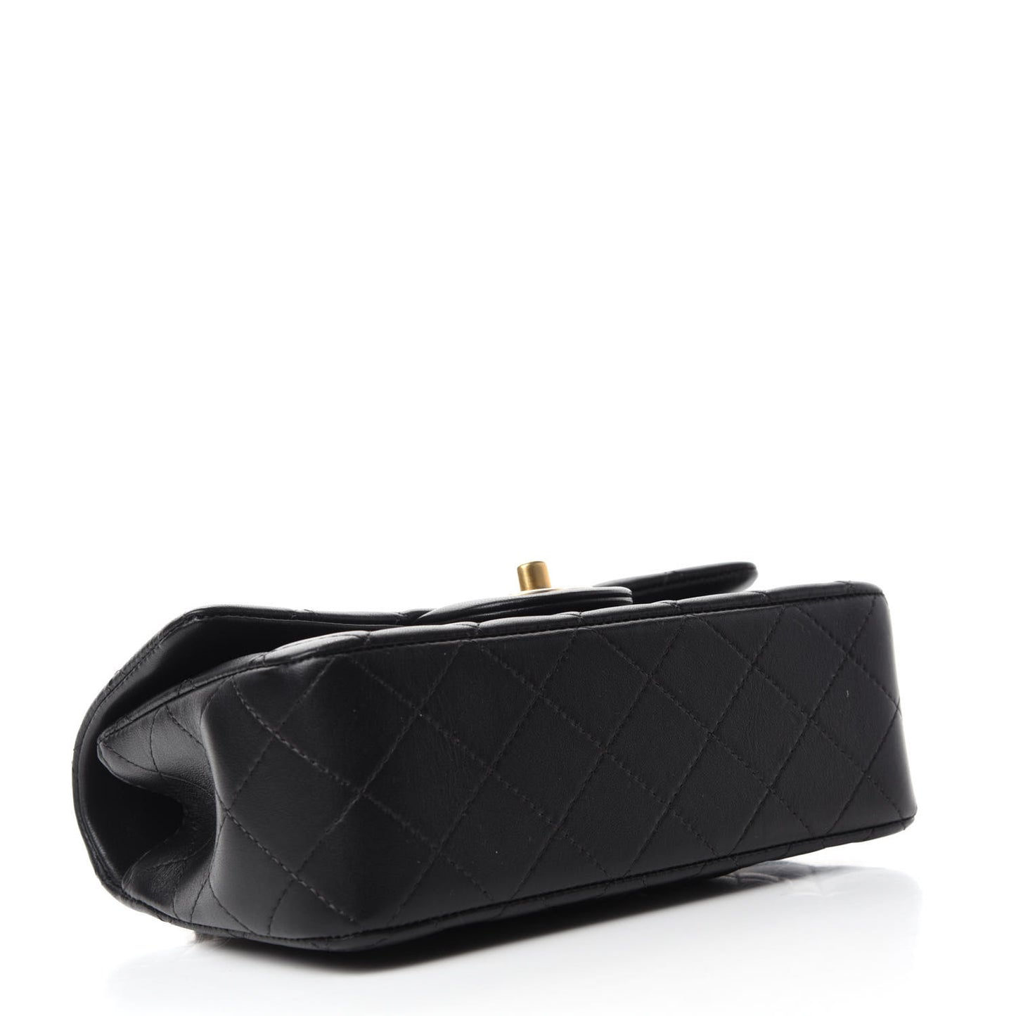Lambskin Quilted Mini Top Handle Rectangular Flap Black