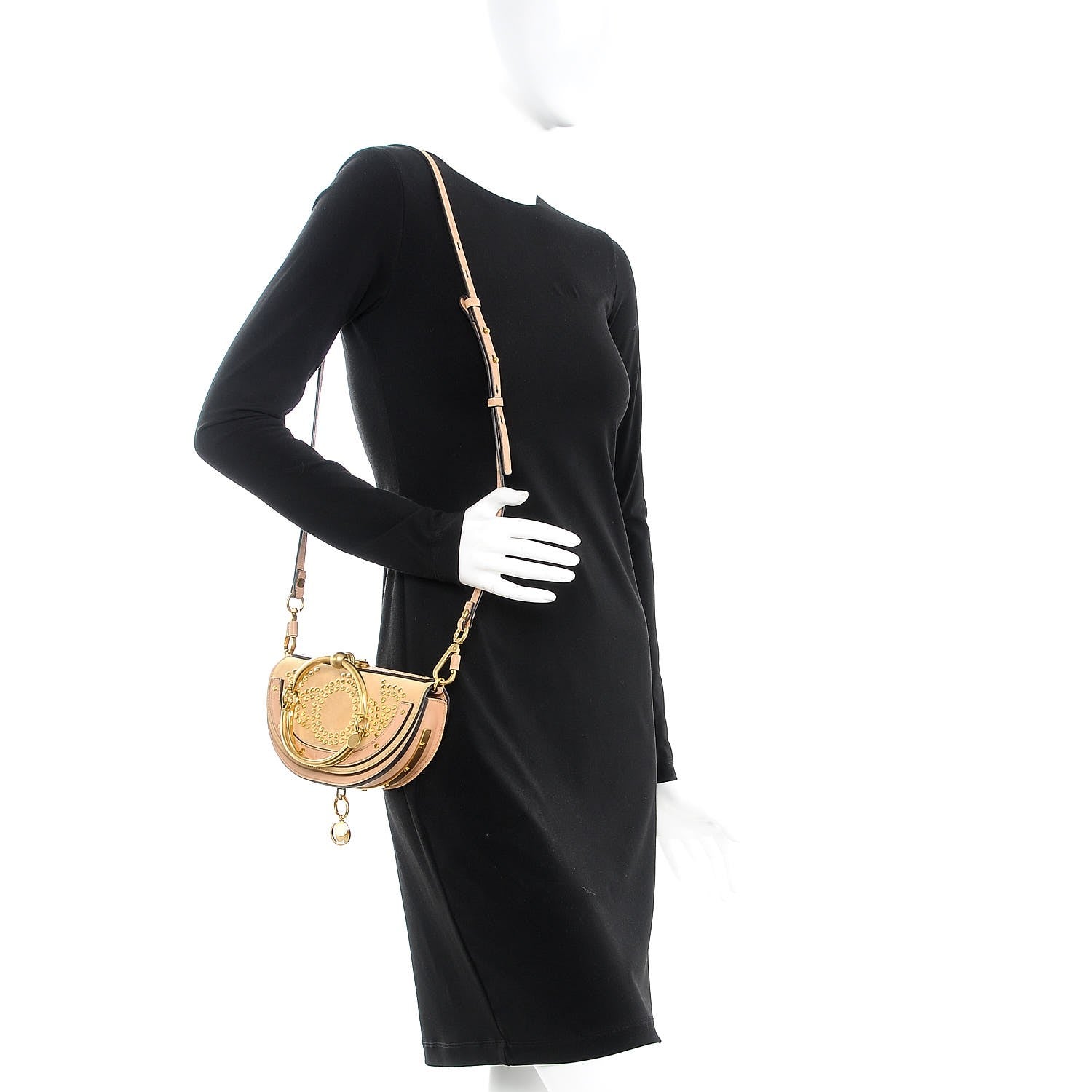 Chloe Suede Calfskin Constellation Studded Small Nile Bracelet Minaudiere Bag Blush Nude 2 of 10