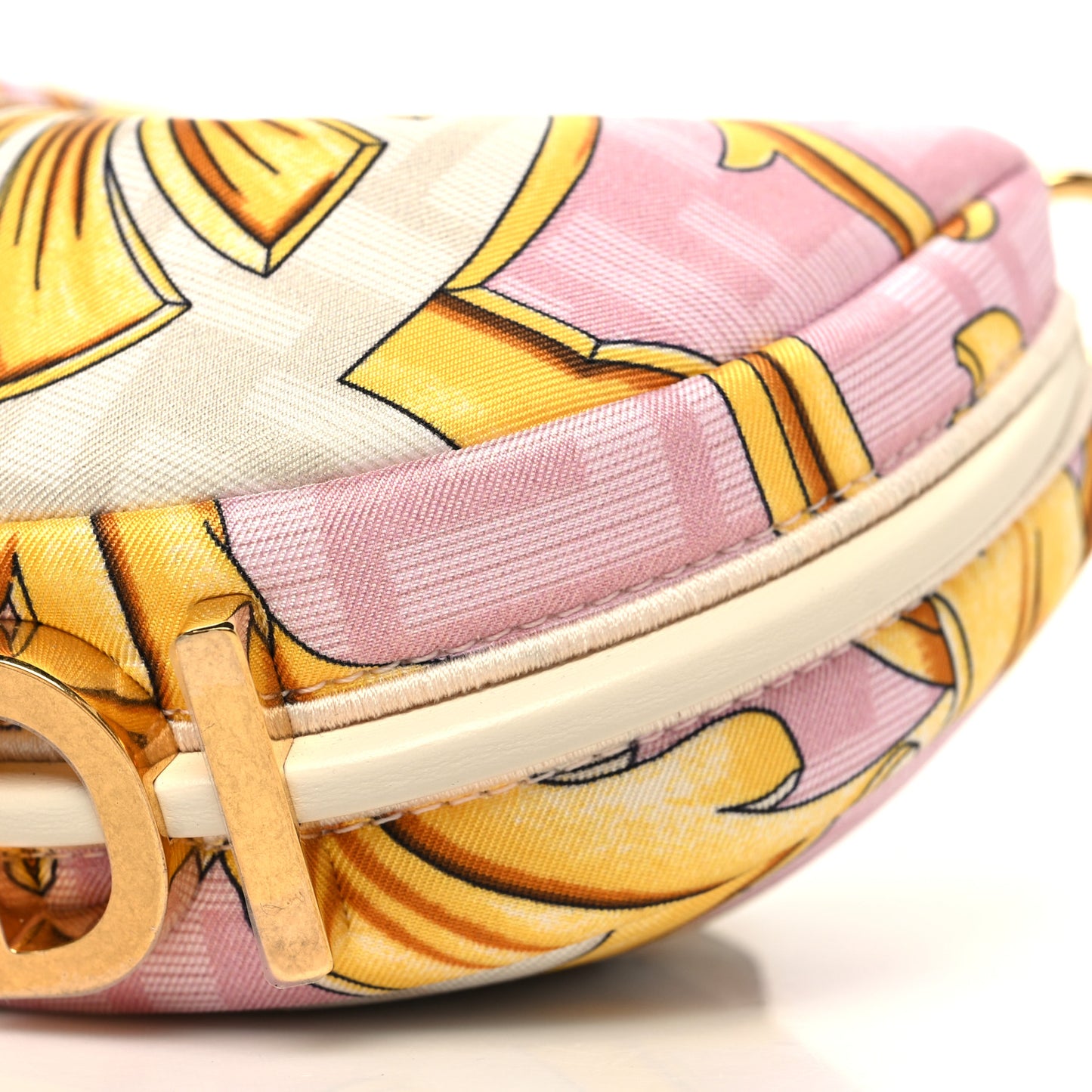 X VERSACE Silk Fendace FF Baroque Nano Fendigraphy Hobo Charm Pink White Gold