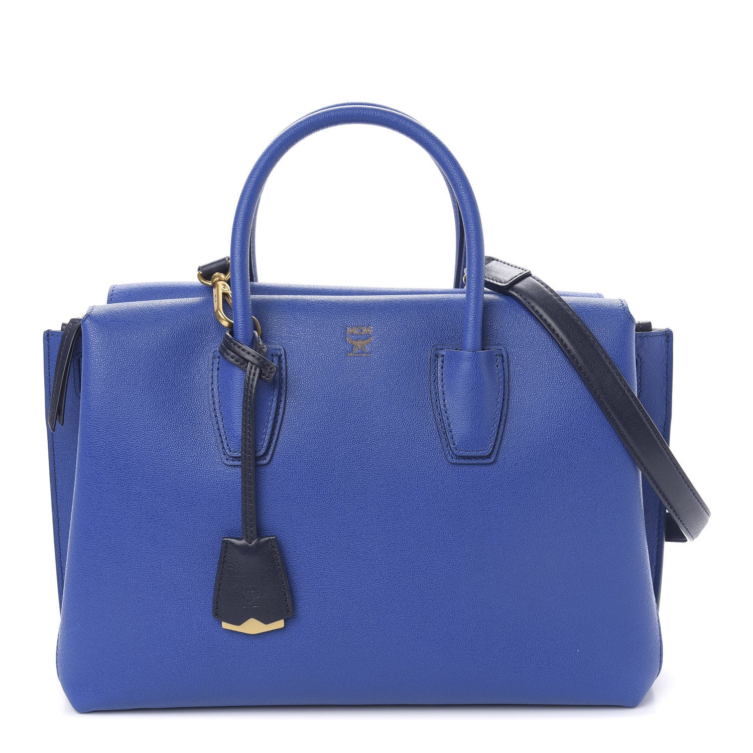 MCM Grained Calfskin Medium Milla Tote Blue 1 of 9