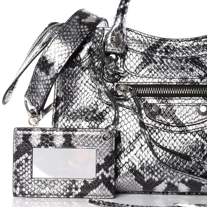 Balenciaga Metallic Calfskin Snakeskin Embossed Classic Silver Hardware Mini City Silver 7 of 10