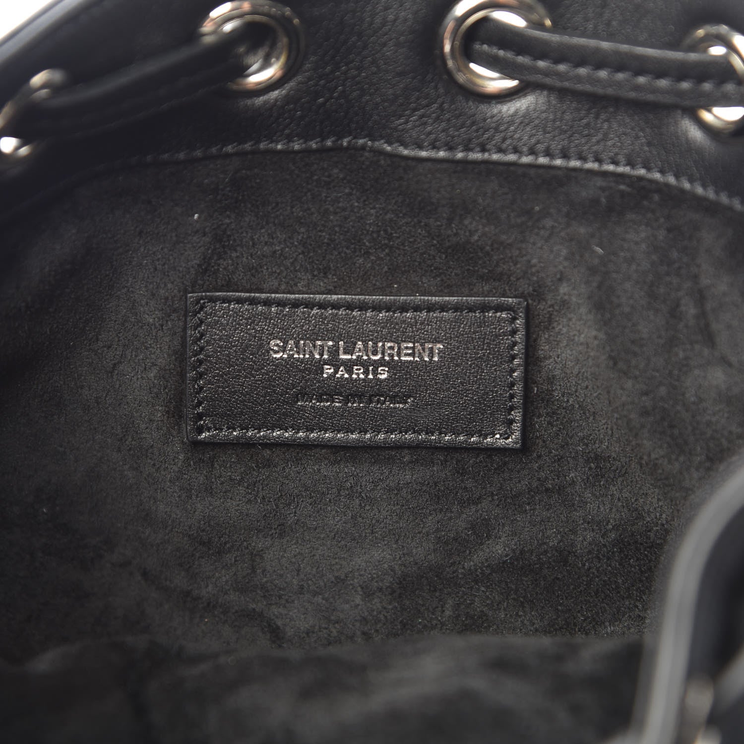 Saint Laurent Calfskin Studded Small Emmanuelle Fringe Bucket Bag Black 6 of 10