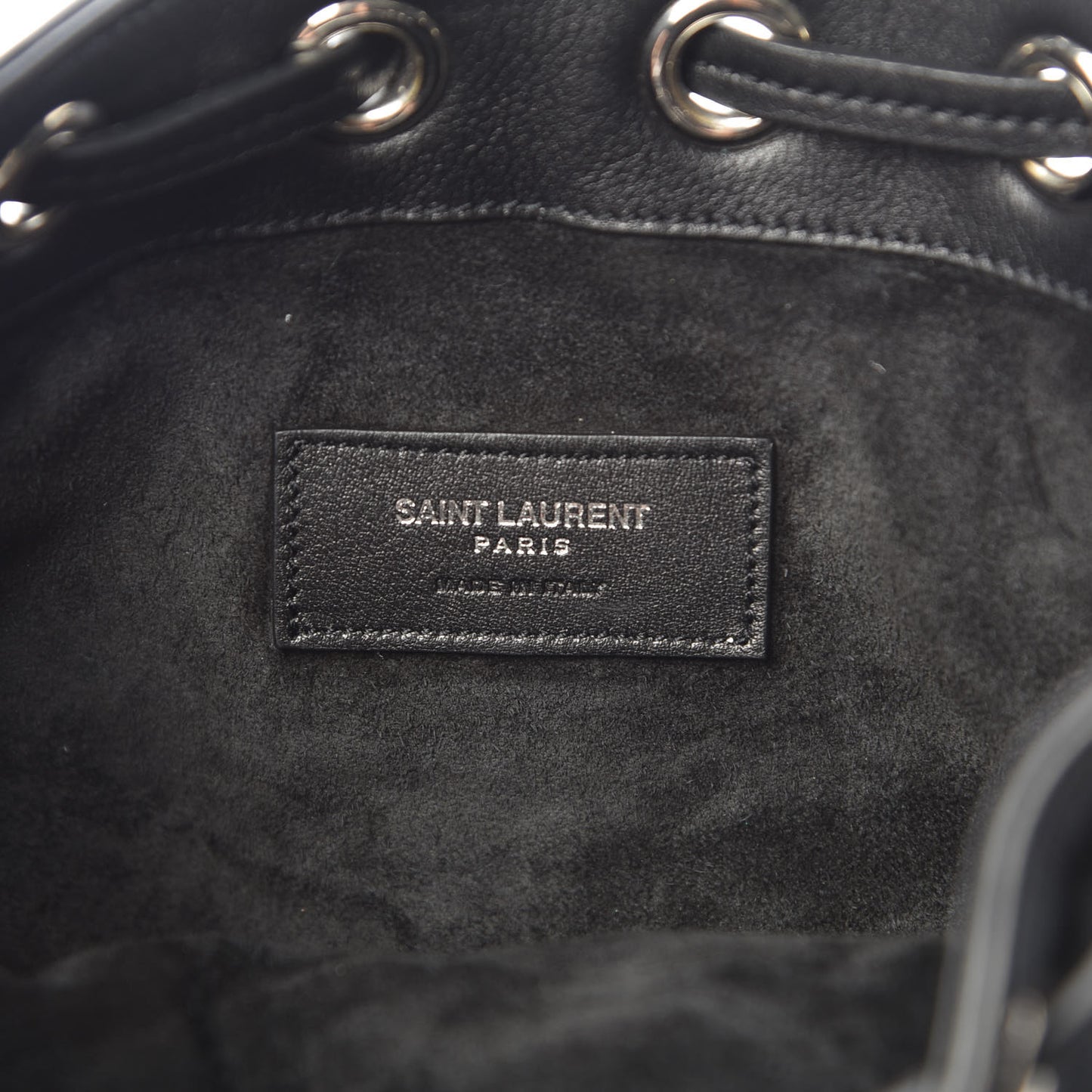 Calfskin Studded Small Emmanuelle Fringe Bucket Bag Black
