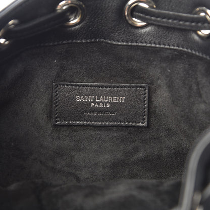 Saint Laurent Calfskin Studded Small Emmanuelle Fringe Bucket Bag Black 6 of 10