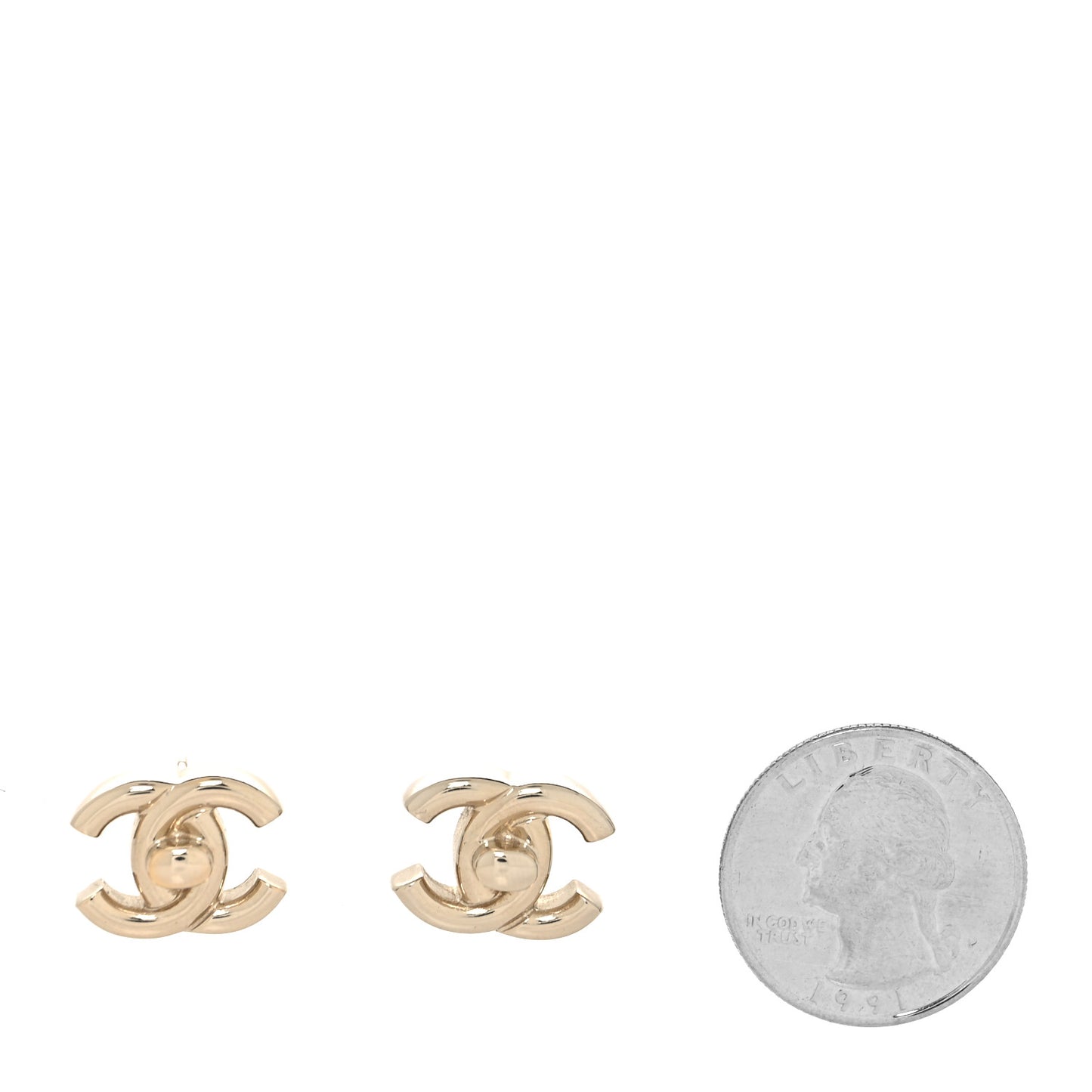 Metal CC Turnlock Earrings Gold