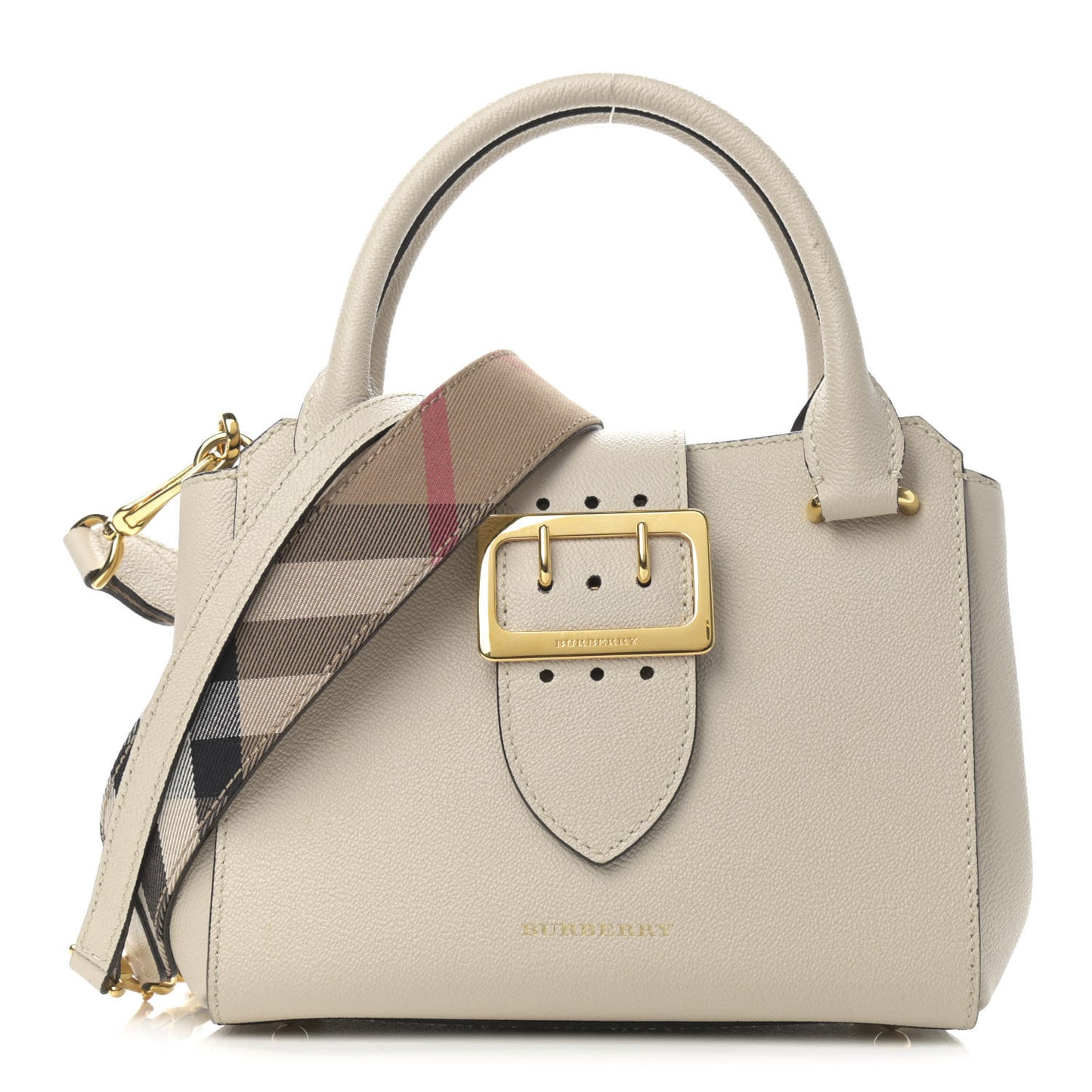 Soft Grain Calfskin Small Buckle Tote Limestone