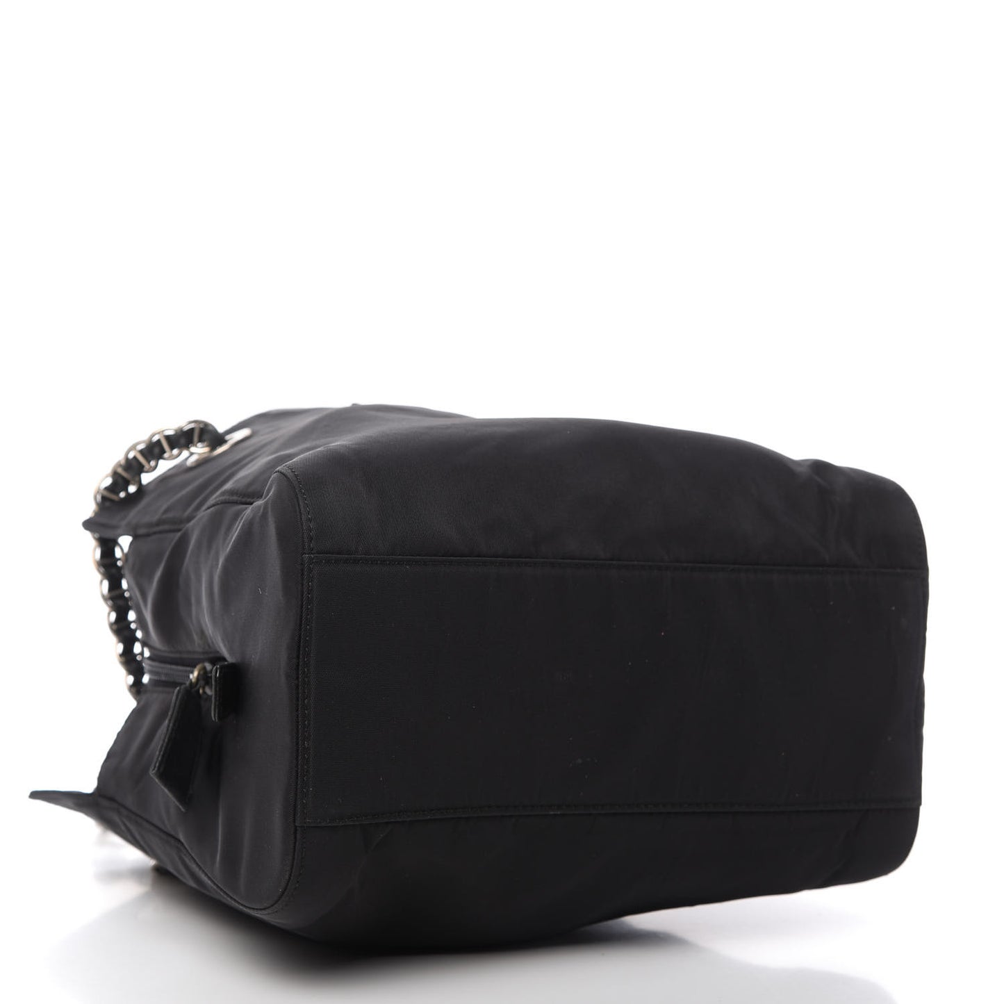 Tessuto Nylon Chain Shopping Tote Black