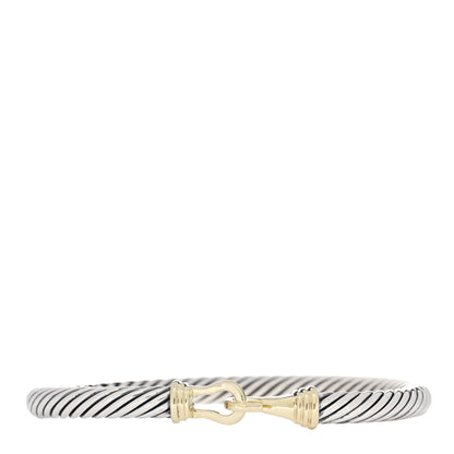 David Yurman Sterling Silver 14K Yellow Gold 5mm Cable Classic Buckle Bracelet 1 of 3