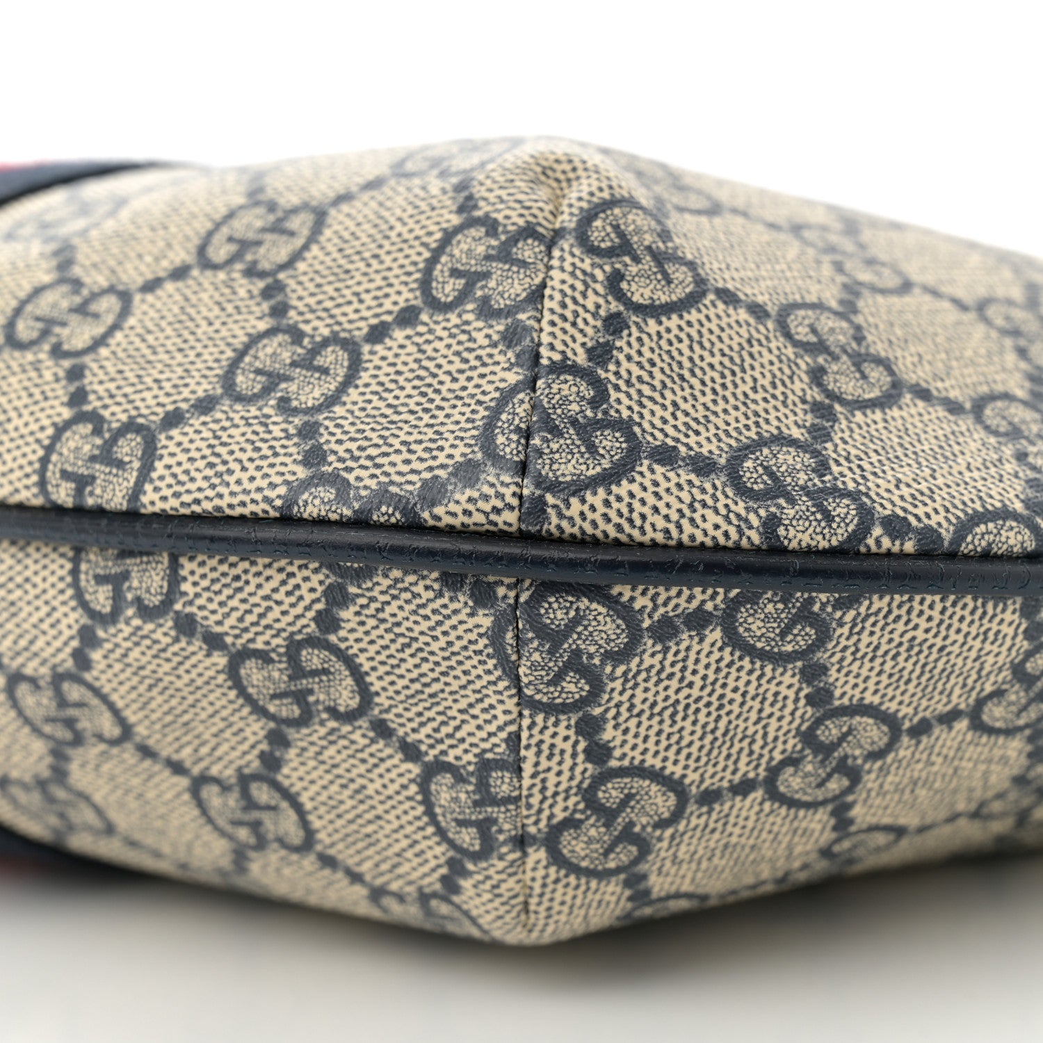 Gucci GG Supreme Monogram Textured Dollar Calfskin Web Small Ophidia Half Moon Hobo Beige Blue 10 of 10