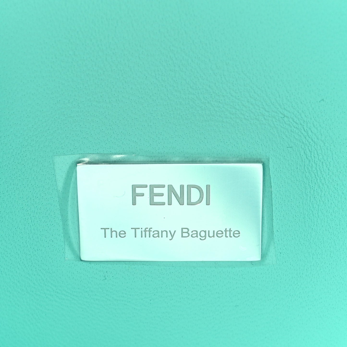 X TIFFANY Satin Nappa Silver Baguette Blue Tiffany Silver
