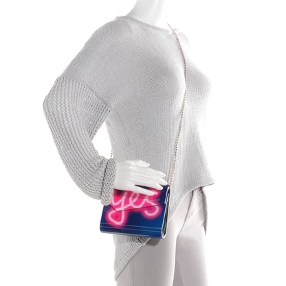 Jimmy Choo Acrylic Neon Light Candy Yes/No Clutch Navy Raspberry 2 of 8