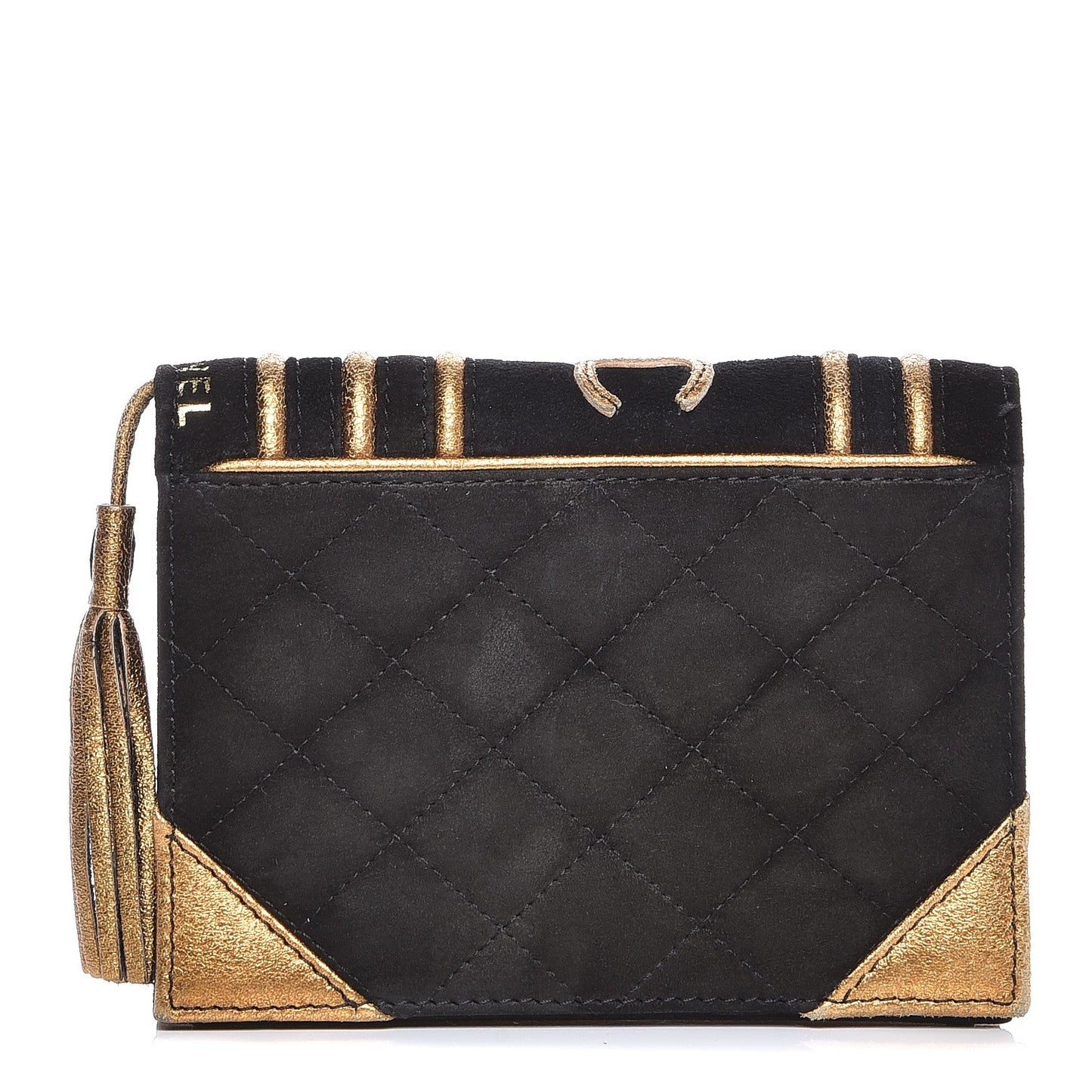 Suede Quilted Bible Book CC Clutch Black