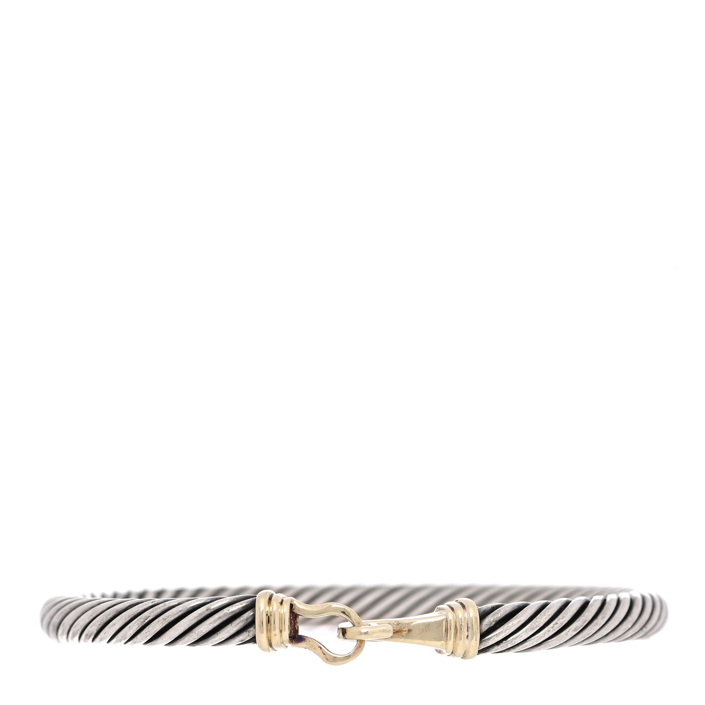 Sterling Silver 14K Yellow Gold 5mm Cable Classic Buckle Bracelet