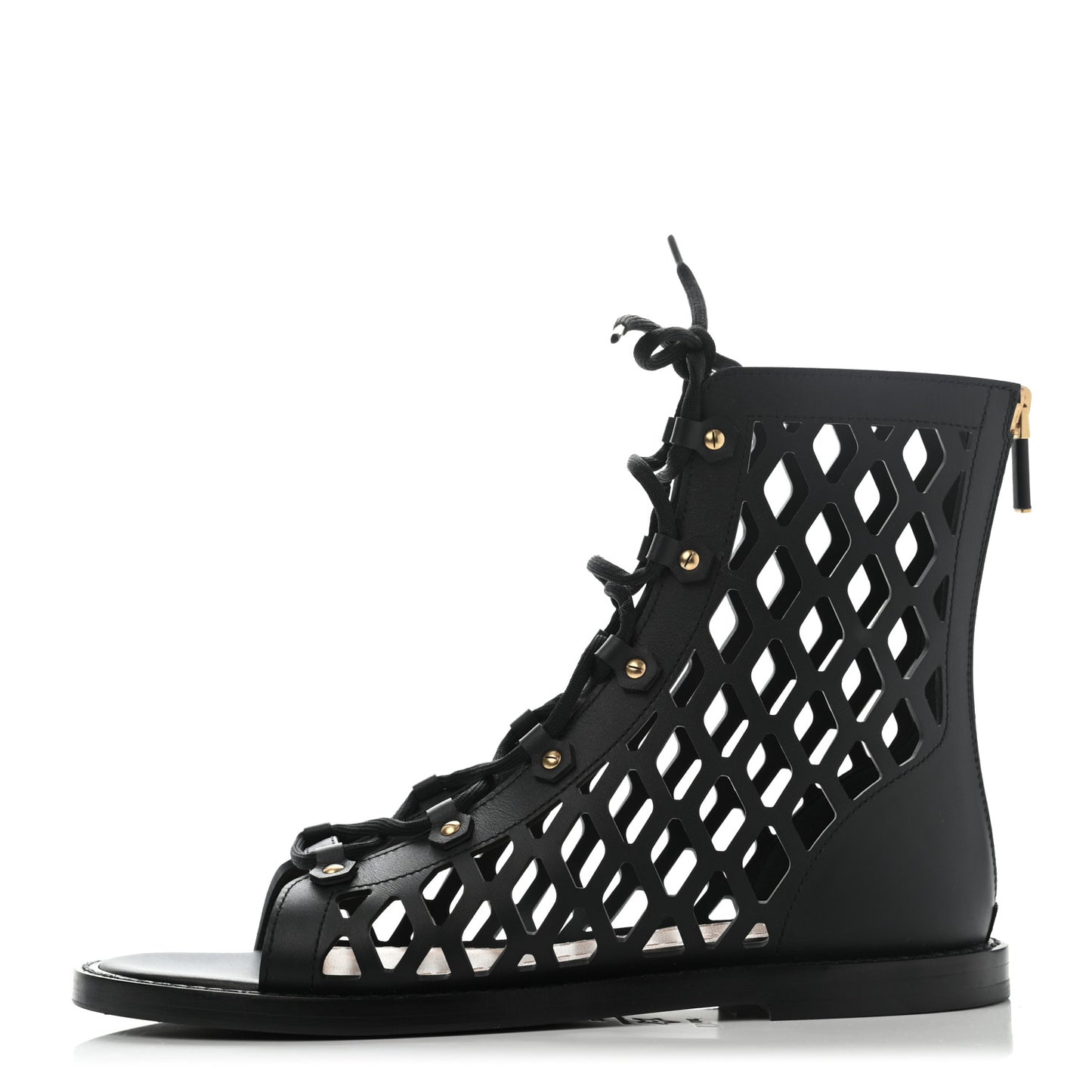 Matte Calfskin D-Trap Sandals 38.5 Black