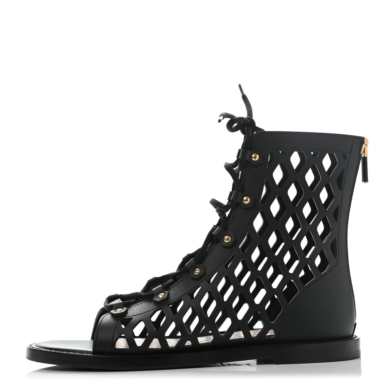 Christian Dior Matte Calfskin D-Trap Sandals 38.5 Black 1 of 8