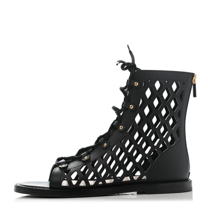 Christian Dior Matte Calfskin D-Trap Sandals 38.5 Black 1 of 8