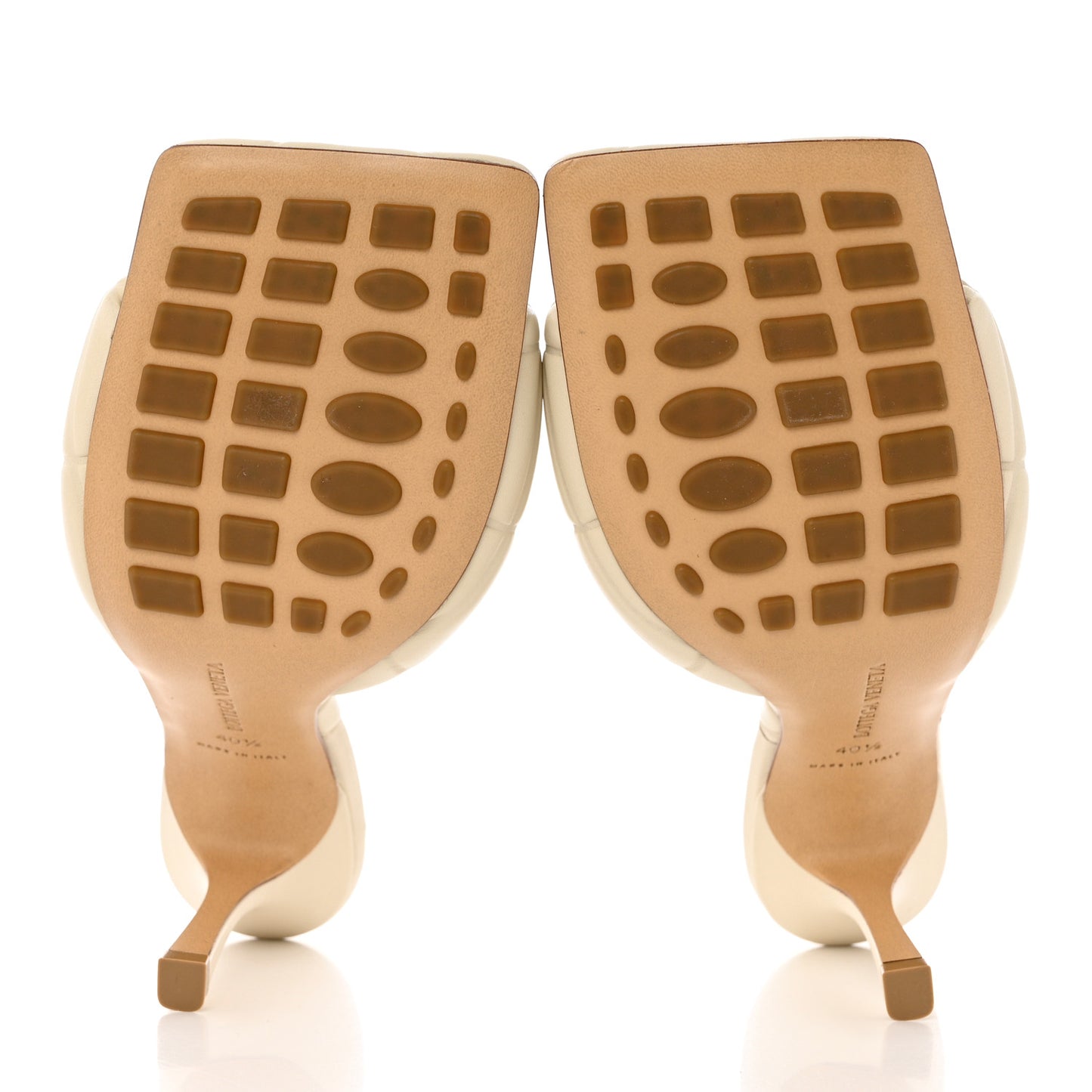 Nappa Quilted Rubber Lido Mule Sandals 40.5 Sea Salt