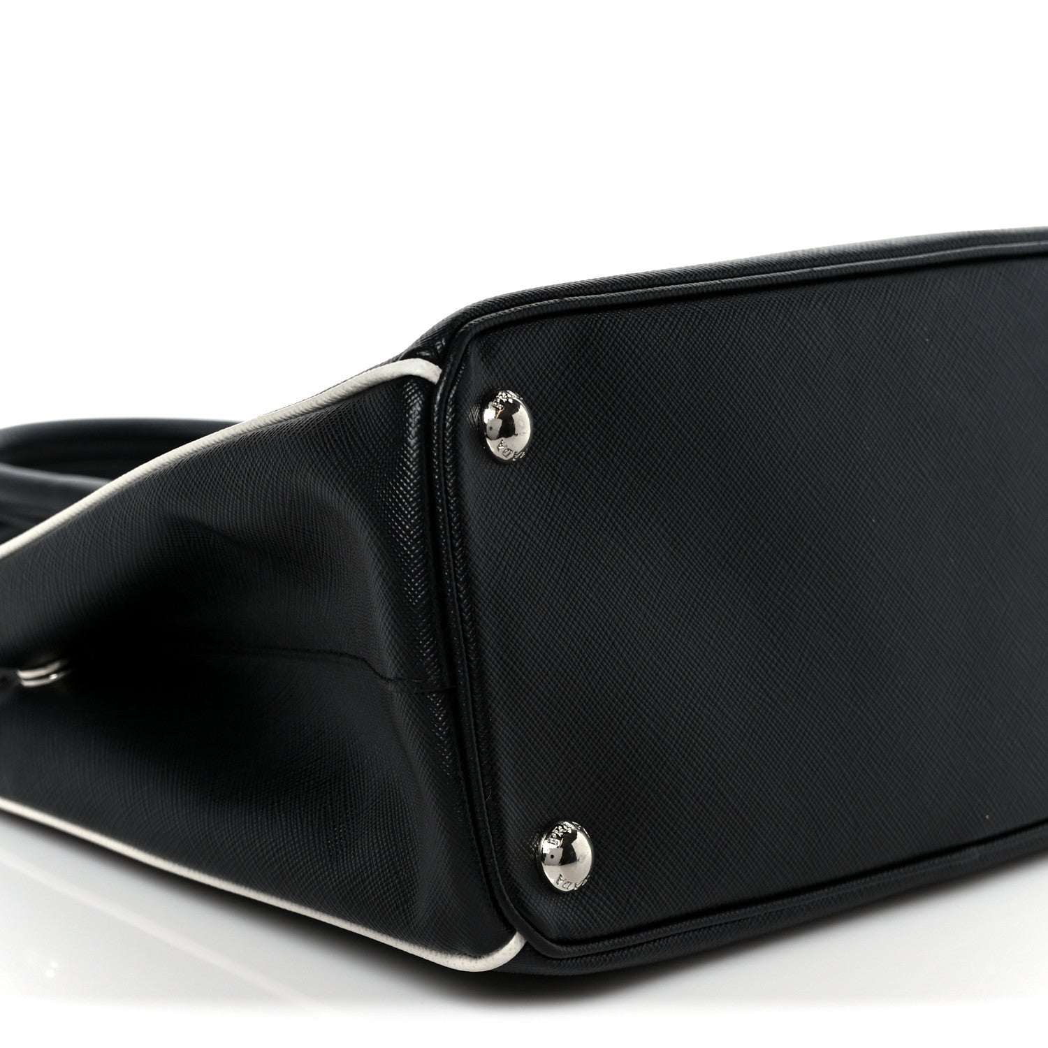 Prada Saffiano Small Galleria Double Zip Tote Black Talco 10 of 11