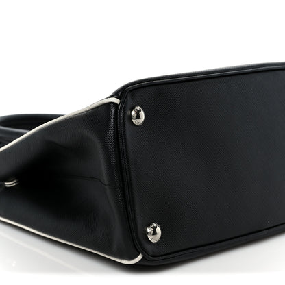 Prada Saffiano Small Galleria Double Zip Tote Black Talco 10 of 11