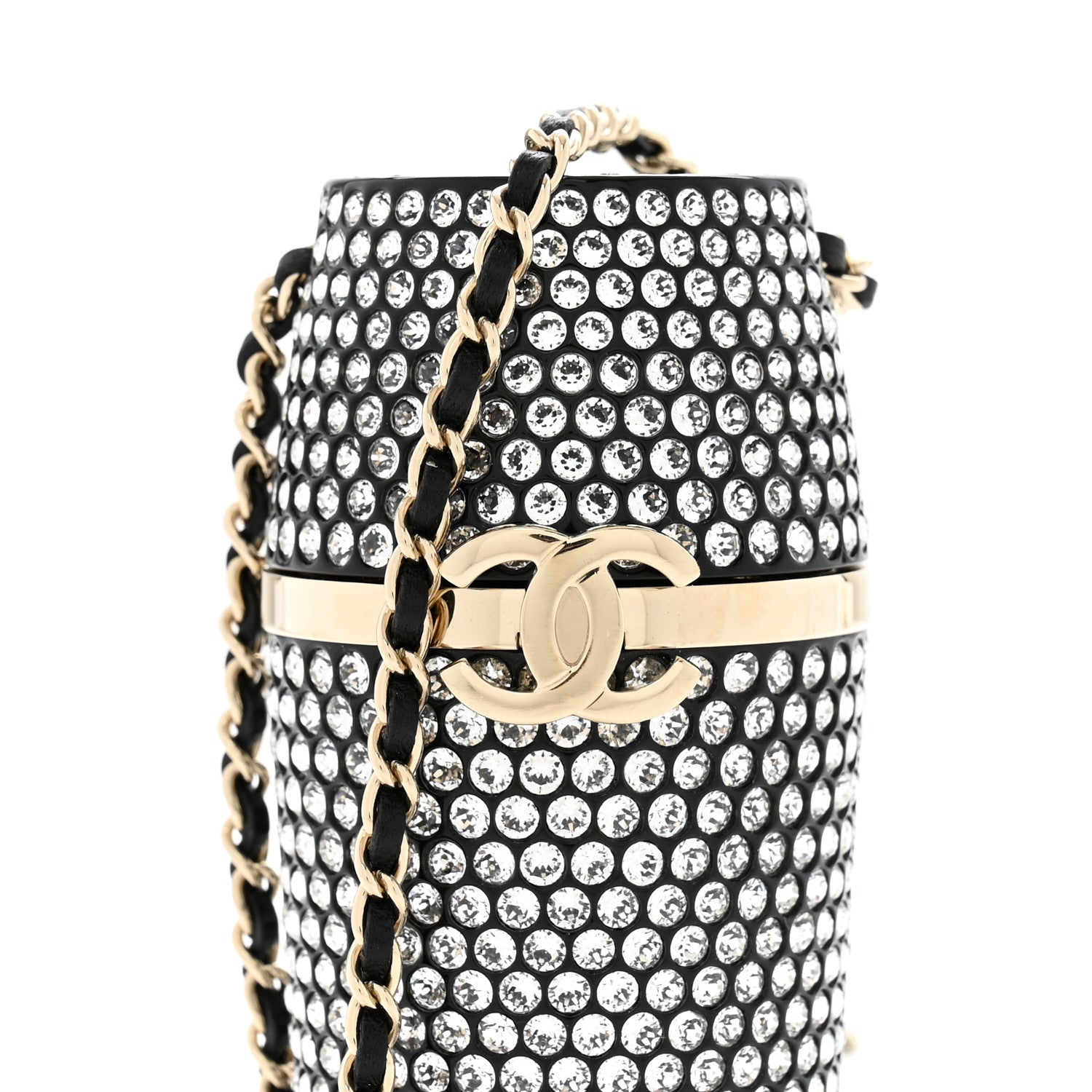 Chanel Metal Resin Lambskin Crystal Lipstick Case Long Necklace On Chain Silver Black Gold 8 of 10