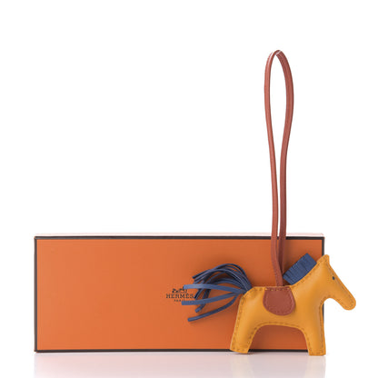 Hermes Milo Lambskin Grigri Rodeo Horse Bag Charm PM Jaune D'Or Bleu Agate Cornaline 5 of 5